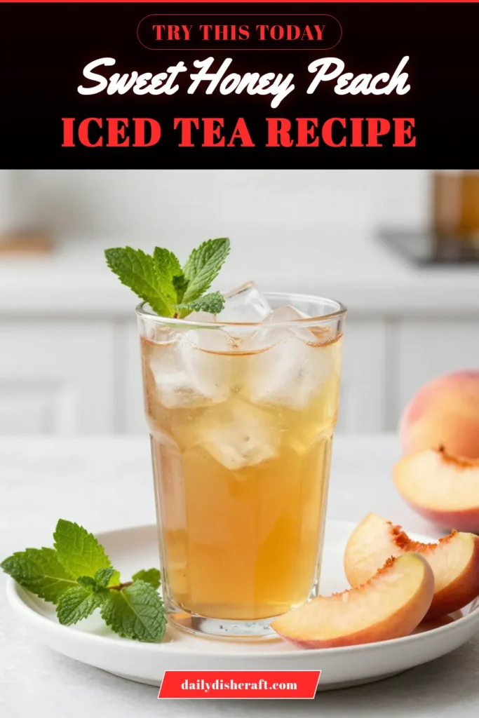 Quench your thirst with this delightful honey peach iced tea! This homemade iced tea recipe combines ripe peaches and honey for a refreshing summer drink that's perfect for hot days. Learn how to make peach iced tea with honey using simple ingredients, including fresh fruit for an added twist. Perfect for picnics or gatherings! Save this recipe to enjoy a delicious iced tea experience. #HoneyPeachIcedTea #SummerDrinks #IcedTea #HomemadeRecipes