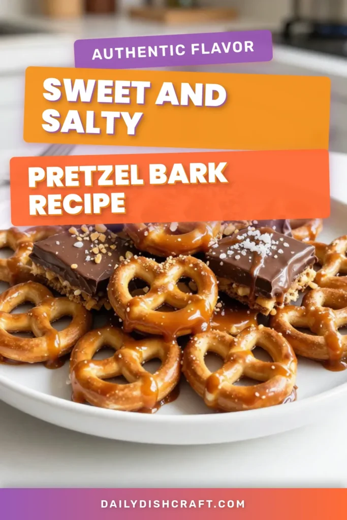 Indulge in this delicious salted caramel pretzel bark, a perfect blend of sweet and salty! This easy caramel pretzel recipe combines mini pretzels, luscious homemade or store-bought caramel, and rich chocolate for a delightful chocolate pretzel dessert. Perfect for gifts or parties, this sweet and salty treat recipe is sure to impress. Try making your own homemade pretzel bark today! Save this recipe for later! #SaltedCaramelPretzelBark #EasyCaramelPretzelRecipe #ChocolatePretzelDessert #SweetAndSaltyTreat