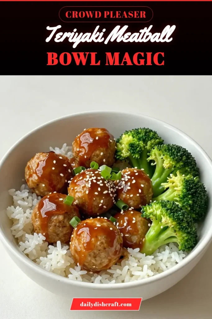 Savor the deliciousness of this Teriyaki meatball recipe featuring juicy ground chicken meatballs! This healthy teriyaki bowl is perfect for an easy teriyaki dinner and can be served as a satisfying meatball rice bowl. With tender meatballs coated in a flavorful teriyaki sauce and served over rice with steamed broccoli, it's a meal the whole family will love. Try it today and elevate your dinner game! #TeriyakiMeatballs #HealthyDinner #EasyRecipes #DinnerInspiration