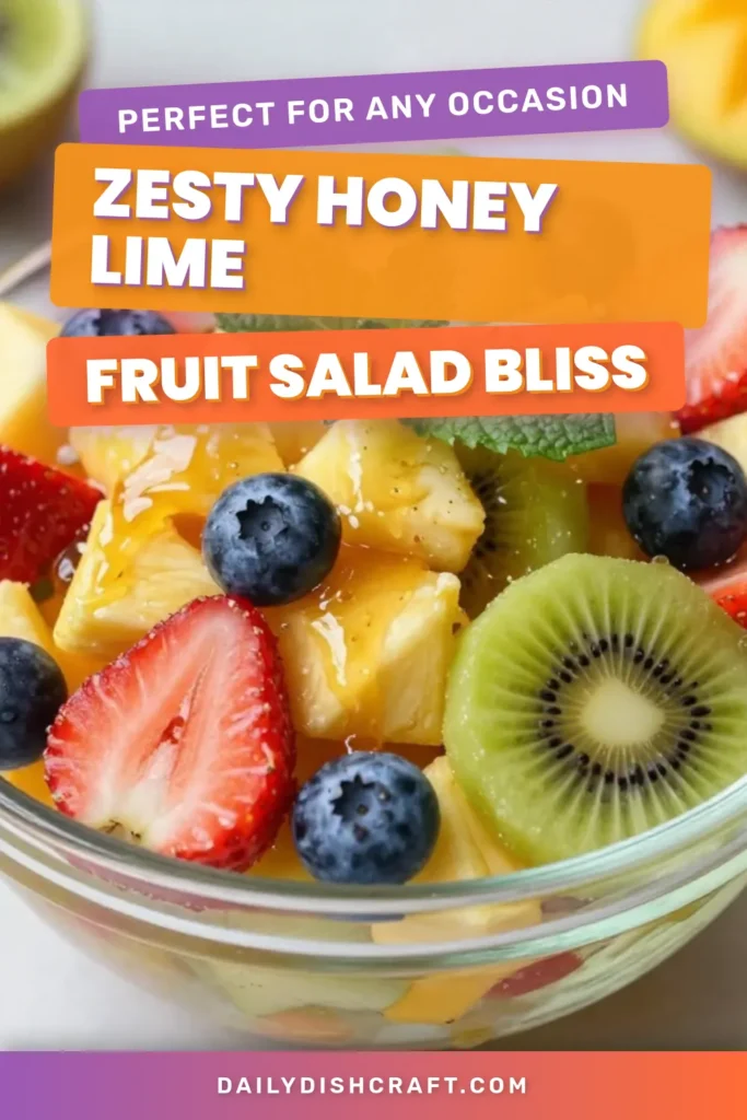 Dive into this delightful honey lime fruit salad, the perfect tropical fruit salad recipe for your summer gatherings. This refreshing fruit salad combines strawberries, blueberries, pineapple, kiwi, and mango, all drizzled with a zesty honey-lime dressing. It&rsquo;s an easy fruit salad with dressing that makes for a healthy summer dessert everyone will love. Save this recipe for your next warm day! #FruitSalad #HealthyDessert #SummerRecipes #EasyRecipes