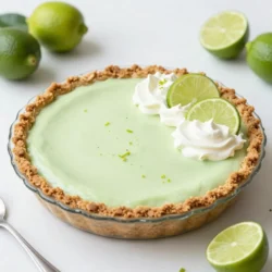 To make a zesty No-Bake Key Lime Pie, gather these key ingredients: - 1 &frac12; cups graham cracker crumbs - &frac12; cup granulated sugar - &frac12; cup unsalted butter, melted - 1 can (14 ounces) sweetened condensed milk - &frac12; cup freshly squeezed lime juice (about 4-5 limes) - Zest of 2 limes - 1 teaspoon pure vanilla extract - 1 cup heavy whipping cream - 2 tablespoons powdered sugar Each ingredient plays an important role. The graham cracker crumbs form a crunchy base. The sugar sweetens the pie without overpowering the tangy lime. Sweetened condensed milk adds creaminess while lime juice and zest give the pie its bright flavor. The vanilla extract enhances the overall taste. Heavy whipping cream creates a light and fluffy texture. For a lovely finish, consider these optional garnishes: - Thin slices of lime - Fresh whipped cream - Lime zest - Mint leaves These add color and freshness. They also enhance the visual appeal and flavor of your pie. A little garnish can make your dessert look extra special! If you need to make swaps for common allergens, here are some ideas: - Use gluten-free graham crackers for a gluten-free option. - Substitute coconut cream for dairy-free needs. - Replace granulated sugar with your favorite sweetener like honey or maple syrup. These substitutions keep the pie delicious while accommodating dietary needs. Cooking should be fun and inclusive! {{ingredient_image_2}} To make the crust, gather the graham cracker crumbs and granulated sugar in a bowl. Pour in the melted butter and mix with a fork. The mixture should feel like wet sand. Next, transfer this mix into a 9-inch pie dish. Press it firmly into the bottom and up the sides. Use your fingers or a measuring cup to ensure it's even. Chill the crust in the fridge for about 30 minutes. This helps it set. For the lime filling, grab another bowl. Whisk together the sweetened condensed milk, lime juice, lime zest, and vanilla extract. Keep mixing until it&rsquo;s smooth. The filling should look creamy and thick. This blend captures that fresh lime flavor you love. Now, take a clean bowl and pour in the heavy whipping cream. Add the powdered sugar to it. Use an electric mixer on high speed to whip the cream. Watch for stiff peaks to form. Be careful not to over-whip. The cream should be light and fluffy. Gently fold the whipped cream into the lime mixture. Use a spatula and mix carefully. You want to keep that airy texture. Once combined, pour the filling into the chilled crust. Smooth the top with a spatula for a nice finish. Cover the pie with plastic wrap and refrigerate it for at least 4 hours. For best results, chill it overnight. This helps all the flavors meld together. Once set, slice and serve it cold. Enjoy your tasty treat! To make a great pie crust, use the right ratio of crumbs to butter. I find that 1 &frac12; cups of graham cracker crumbs and &frac12; cup of melted butter work well. Mix them with sugar. This blend should feel like wet sand. Press it firmly into your pie dish. Don't rush this step. A well-formed crust makes a big difference. Fresh lime juice is key for the best flavor. Use about 4-5 limes to get &frac12; cup of juice. Zest two limes for extra zing. This adds depth and brightness to your pie. Taste your filling before pouring it into the crust. If you want more tartness, add a touch more lime juice. Store your leftover pie in the fridge. Cover it with plastic wrap to keep it fresh. This pie tastes great for up to three days. If you want to save it longer, freeze it. Slice it first, then wrap each piece well. This way, you can enjoy a slice anytime! Pro Tips Chill the Bowl: For an even fluffier whipped cream, chill your mixing bowl and beaters in the freezer for about 15 minutes before whipping the cream. Fresh Lime Juice is Key: Always opt for freshly squeezed lime juice for the best flavor. Bottled lime juice lacks the brightness of fresh. Crust Texture Matters: Ensure the graham cracker crumbs are finely crushed and mixed well with the butter for a sturdy crust that holds together nicely. Let it Set: For the best texture and flavor, allow the pie to chill overnight. This helps the filling firm up and the flavors meld beautifully. {{image_4}} To make a dairy-free version, swap out the sweetened condensed milk. Use a coconut cream or a cashew cream instead. Blend soaked cashews with lime juice, sweetener, and zest for a creamy filling. This option keeps the zesty taste while being dairy-free. If you love chocolate, try adding cocoa to the crust. Mix 1 cup of graham cracker crumbs with &frac12; cup of cocoa powder and follow the crust steps. After filling the pie, drizzle melted dark chocolate on top. You can even add chocolate shavings for extra flair. For a gluten-free crust, use almond flour or gluten-free graham crackers. Simply substitute the regular graham cracker crumbs in the crust recipe. This will keep the pie delicious while catering to gluten sensitivities. Remember to check all ingredient labels to ensure they are gluten-free. To keep your no-bake key lime pie fresh, store it in the fridge. Use plastic wrap to cover it well. This stops the pie from drying out or picking up other smells. The pie tastes best if eaten within 3 to 5 days. If you want to save the pie for later, freezing works great. First, let the pie set in the fridge for at least 4 hours. Then cover it tightly with plastic wrap and foil. This keeps the pie safe from freezer burn. You can freeze it for up to 3 months. To enjoy your frozen pie, move it to the fridge. Let it thaw overnight for the best results. Avoid using a microwave, as that may change the texture. Once thawed, serve it cold for a refreshing treat. Yes, you can use bottled lime juice. However, fresh juice gives the best taste. Fresh limes have a bright and zesty flavor that really makes this pie shine. I recommend using fresh lime juice when you can. The pie will last up to four days in the fridge. It is best to keep it covered with plastic wrap. This helps maintain its freshness and prevents it from absorbing any odors. Key lime pie comes from the Florida Keys. It became popular in the early 20th century. The pie uses small, tart key limes, which are different from regular limes. These limes give the pie its unique flavor. Yes, this pie is perfect for making ahead of time. You can prepare it the day before your event. Chilling it overnight helps the flavors meld and makes it even tastier. Just remember to cover it well in the fridge! This blog post covered the key ingredients, step-by-step instructions, and helpful tips for a no-bake key lime pie. We explored variations, including dairy-free and gluten-free options, plus storage info to keep your pie fresh. In summary, making a no-bake key lime pie is easy and fun. With these steps, you can impress family and friends. Get ready to enjoy a delicious treat that's perfect for any occasion.