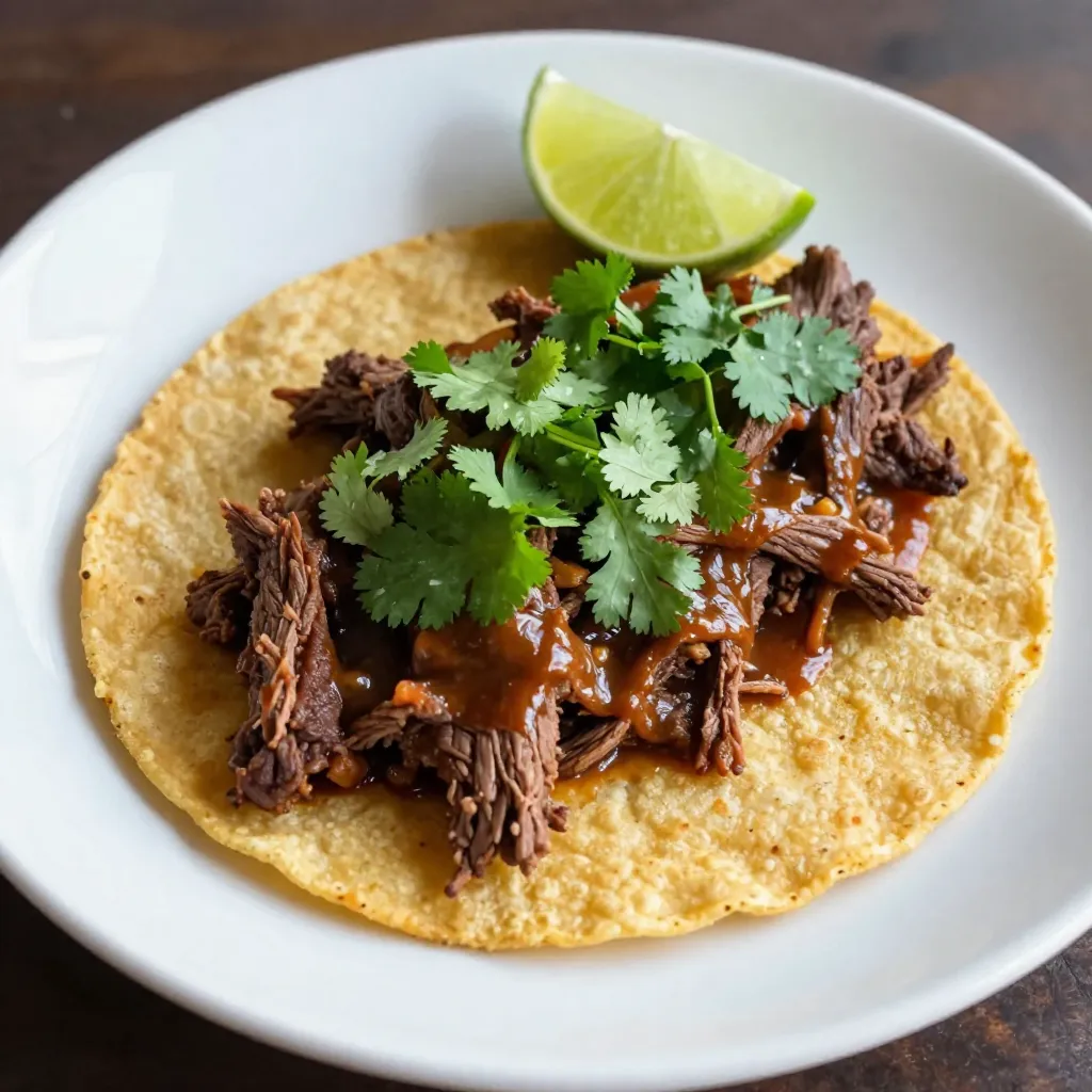 For this tasty beef barbacoa, you need some key ingredients: - 2 pounds beef chuck roast, cut into roughly 2-inch chunks - 1 tablespoon olive oil - 1 large onion, quartered - 4 cloves garlic, minced - 1 cup beef broth - 1/4 cup apple cider vinegar - 2 bay leaves These ingredients form the base of your dish. The beef chuck roast gives great flavor, while the onion and garlic add depth. To make the beef barbacoa truly special, you need some spices: - 2 teaspoons ground cumin - 1 teaspoon dried oregano - 1 teaspoon smoked paprika - 1 teaspoon chipotle powder (adjust based on desired spice level) - Salt and pepper to taste These spices work together to bring warmth and a hint of smokiness to your dish. The chipotle powder adds a nice kick, so adjust it to your spice level. Once your barbacoa is ready, dressing it up makes it even better. Consider these garnishes: - Fresh cilantro, chopped - Lime wedges - Corn tortillas Serving the beef in warm corn tortillas adds a nice touch. The fresh cilantro and lime juice brighten the flavors and make each bite pop. You can also add diced onions or fresh salsa for an extra burst of flavor. Enjoy your delicious creation! {{ingredient_image_2}} Start by cutting the beef chuck roast into 2-inch chunks. This size helps it cook evenly. Set your Instant Pot to sauté mode and add the olive oil. Wait until the oil shimmers. Then, add the beef chunks in batches. Make sure not to crowd the pot. Sear the beef until brown on all sides. This step takes about 5 to 7 minutes per batch. Once browned, remove the beef and place it on a plate. In the same pot, add the quartered onion. Sauté it for about 3 minutes, stirring occasionally. You want the onion to turn translucent. Next, add the minced garlic and sauté for another minute. The garlic should smell fragrant. This step builds a strong flavor base for your barbacoa. Now, it’s time to add spices. Sprinkle ground cumin, dried oregano, smoked paprika, and chipotle powder into the pot. Stir continuously for 30 seconds. This helps toast the spices. Then, deglaze the pot. Pour in the beef broth and apple cider vinegar. Use a wooden spoon to scrape up any tasty bits stuck to the bottom. This adds depth to your dish. Return the seared beef to the pot and add the bay leaves. Close the lid securely. Set your Instant Pot to cook on high pressure for 65 minutes. After cooking, let it release pressure naturally for about 20 minutes. Carefully switch to quick release to let out any remaining steam. Open the lid and discard the bay leaves. Shred the beef in the pot using two forks. Mix it with the juices for better flavor. Lastly, taste the beef and season with salt and pepper. This ensures that every bite is delicious. Searing the beef adds rich flavor. To get the best results, use a hot pot. Heat the olive oil until it shimmers. Then, add the beef in small batches. This prevents steaming and ensures browning. Sear each batch for about 5 to 7 minutes. Look for a nice brown crust on all sides. After searing, remove the beef and set it aside. This step builds a strong base for your dish. Seasoning makes or breaks a dish. You can adjust the spices to fit your taste. If you like heat, add more chipotle powder. For a milder flavor, cut back on it. Remember, you can always add, but you can’t take away. Taste after shredding the beef and adjust with salt and pepper. Fresh cilantro adds brightness and a pop of flavor as a garnish. Texture is key for great beef barbacoa. The Instant Pot does this well. Cook the beef on high pressure for 65 minutes. This makes it tender and easy to shred. After cooking, let it rest for 20 minutes before quick releasing the steam. Shredding the beef in its juices keeps it moist and flavorful. Mix it well to absorb all the goodness. Enjoy your tender, juicy barbacoa! Pro Tips Choose the Right Cut: For the best flavor and tenderness, use beef chuck roast as it has the right amount of fat and collagen that breaks down during cooking. Adjust the Spice Level: Feel free to modify the amount of chipotle powder based on your spice tolerance. Start with less and add more if desired. Let it Rest: After shredding, let the beef rest in the juices for a few minutes to absorb more flavor before serving. Garnish Generously: Fresh cilantro and lime juice really enhance the flavor of the barbacoa, so don’t skimp on the garnishes! {{image_4}} You can swap the beef chuck roast for other cuts. Try brisket or skirt steak. Both bring different textures and flavors. Brisket has a rich taste, while skirt steak is more lean. Each cut gives a unique twist to your barbacoa. If you want a vegetarian version, use jackfruit or mushrooms. Jackfruit mimics beef well and absorbs flavors nicely. For a vegan option, try using lentils or chickpeas. Both are hearty and packed with protein. They soak up the spices and create a filling dish. Adjust the spices to match your taste. If you love heat, add more chipotle powder. For a milder taste, reduce the amount. You can also play with herbs. Try adding fresh thyme or rosemary for a different touch. Don't be afraid to experiment; this recipe is very flexible! After making your Instant Pot Beef Barbacoa, cool it to room temperature. Use airtight containers for storage. This keeps the beef juicy and fresh. Store in the fridge for up to 4 days. If you notice any moisture, use paper towels to absorb it before sealing. To reheat, place the beef in a pot over low heat. Add a splash of beef broth to keep it moist. Stir occasionally until hot. You can also use the microwave. Place the beef in a microwave-safe dish and cover it with a lid or plastic wrap. Heat for 1-2 minutes, stirring halfway through. Check the beef to ensure it’s warmed evenly. For longer storage, freeze your beef barbacoa. Portion it into freezer bags or containers. Remove any excess air to prevent freezer burn. It can last up to 3 months in the freezer. To thaw, place it in the fridge overnight. Reheat it the next day, and enjoy your meal again! Yes, you can use frozen beef. However, it will take longer to cook. If you use frozen beef, add about 15 minutes to the cooking time. Make sure to check the beef for doneness before shredding. Beef barbacoa pairs well with many sides. Try serving it in warm corn tortillas. You can also add fresh cilantro and lime. Other great options include rice, beans, or a fresh salad. For a fun twist, serve it as a taco bar with toppings like diced onions, salsa, or avocado. To adjust spice, you can add more or less chipotle powder. If you want it milder, use less. You can also add sweet ingredients like a bit of sugar or honey to balance heat. For more spice, try adding jalapeños or a pinch of cayenne pepper. Always taste as you go! In this article, we covered how to make Instant Pot beef barbacoa. We talked about the main ingredients, spices, and options for serving. You learned step-by-step instructions, tips for best results, and how to store leftovers. To sum it up, making beef barbacoa is simple and fun. You can customize it to fit your tastes. Enjoy this delicious dish with your favorite sides!