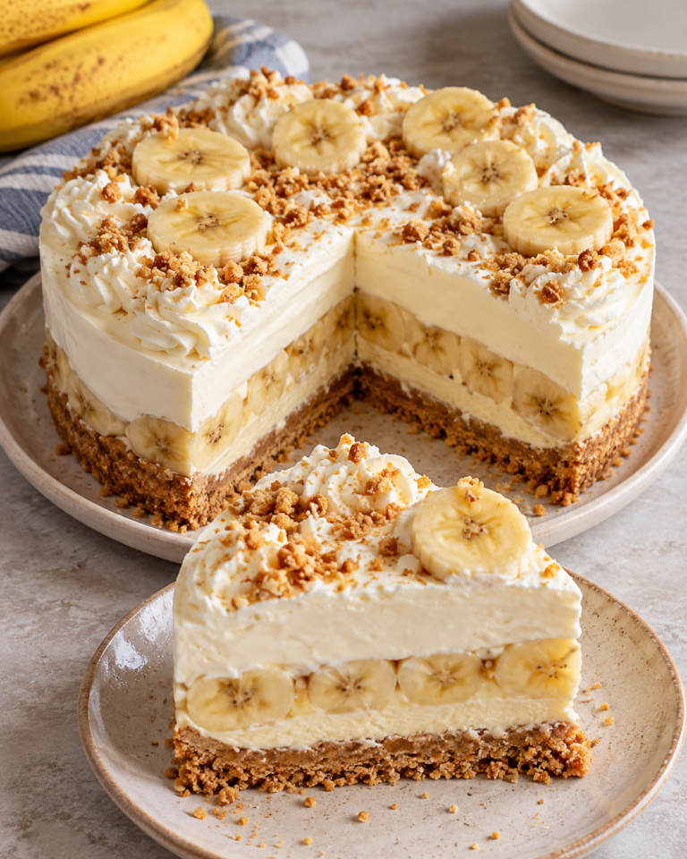 No-Bake Banana Cream Cake with Condensed Milk